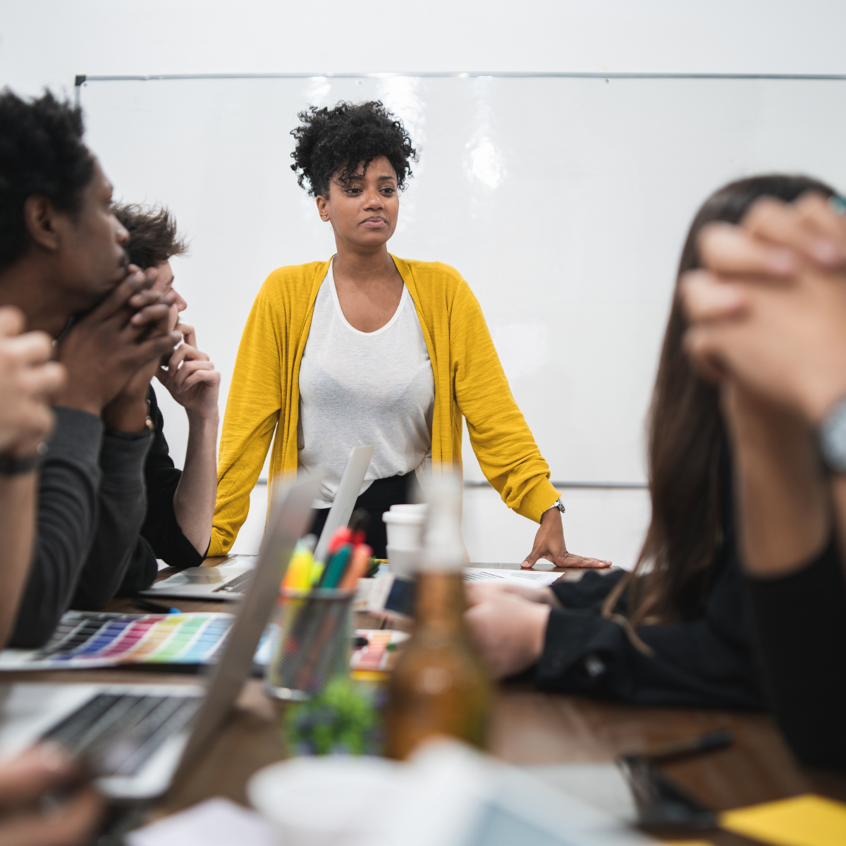 woman losing control of meeting